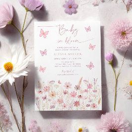 Butterfly Wildblumen Baby in Bloom Baby Dusche Einladung