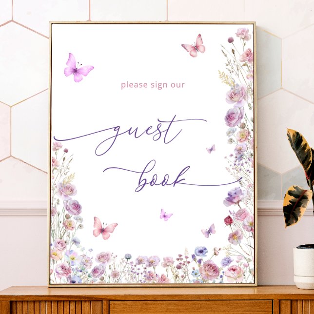 Butterfly Wildblumen Babydusche Gästebuchsignatur Poster (Von Creator hochgeladen)