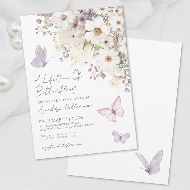 Butterfly Wildblumen Bridal Dusche Einladung (Butterfly Wildflowers Bridal Shower Invitation)