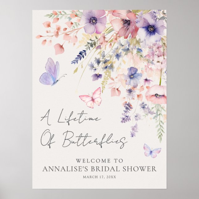 Butterfly Wildflower Bridal Shower Poster (Vorne)