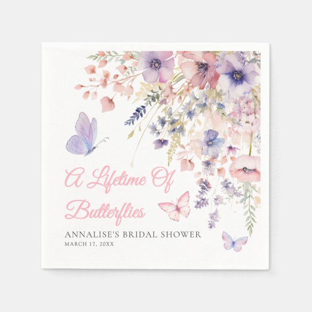 Butterfly Wildflower Bridal Shower Serviette (Vorderseite)