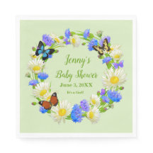 Butterfly Wildlowers Baby Shooting Paper Napkins