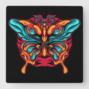 Butterfly With Eye Quadratische Wanduhr
