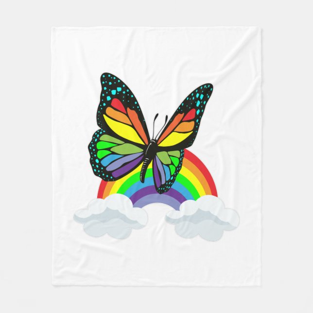 Butterfly with Rainbow Fleecedecke (Vorderseite)