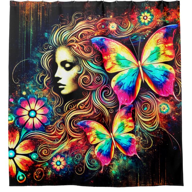 Butterfly Woman Duschvorhang (Vorderseite)