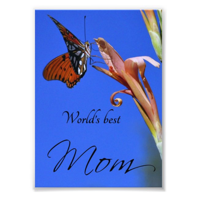 Butterfly "World's Best Mama" Foto Print (Vorne)