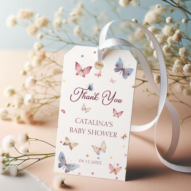 Butterfly wünscht Pink Baby Dusche Gefallen Tag Geschenkanhänger (Von Creator hochgeladen)