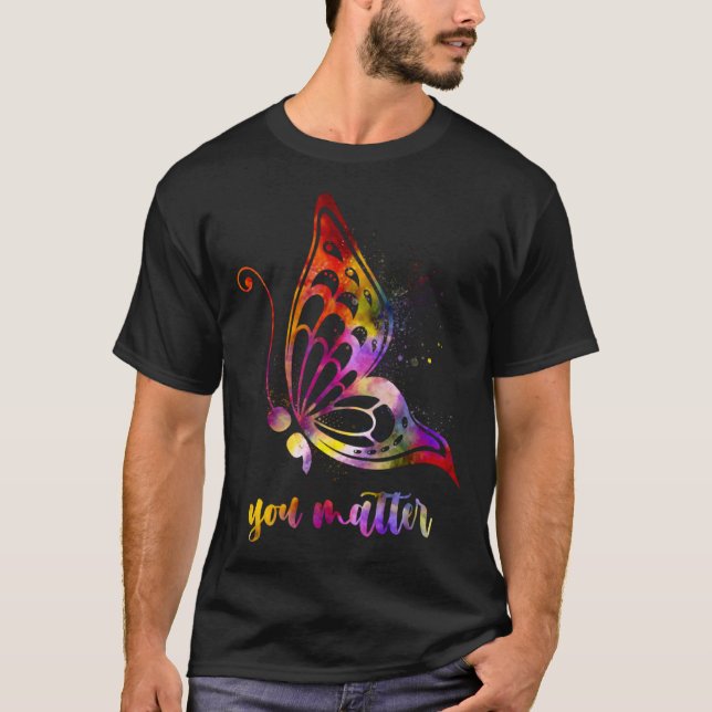 Butterfly You Matter LGBT Suicide Prevention Aware T-Shirt (Vorderseite)