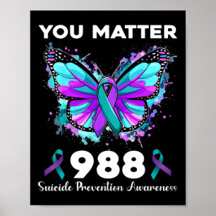 Butterfly You Problem 988 Suizidprävention Aware Poster