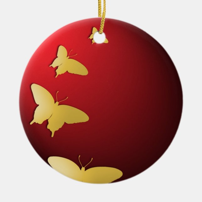 Butterflys Kreis-Verzierung Keramikornament (Vorne)