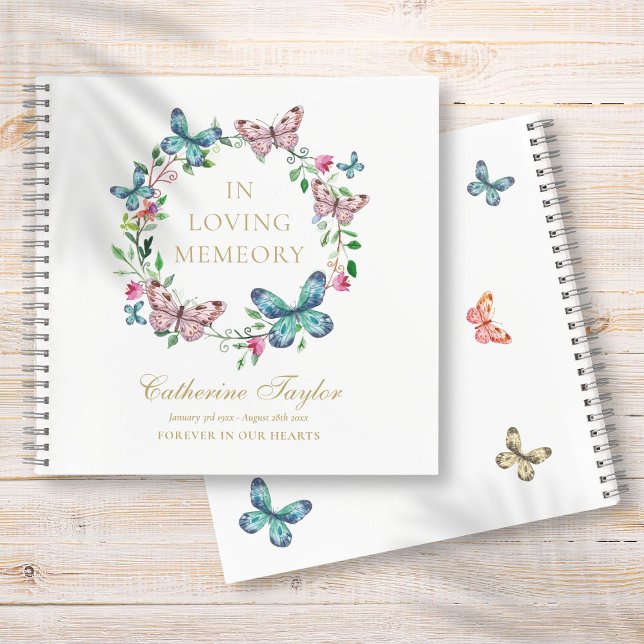 Butterfys Funeral Memorial Budget Gästebuch Notizbuch (Butterflies Funeral Memorial Budget Guest Book)