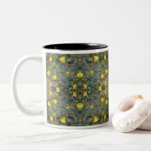 Buttergelb Kalifornischer Mohn Muster Zweifarbig Zweifarbige Tasse
