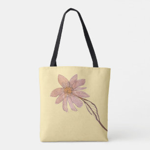 Buttergelb mit Aquarell-Blume Glitter Tasche