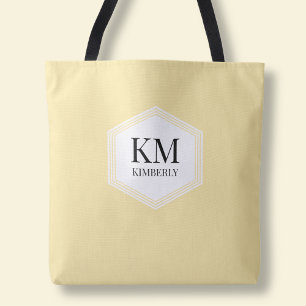 Buttergelb Monogramm Einfach Moderne Anpassung Tasche