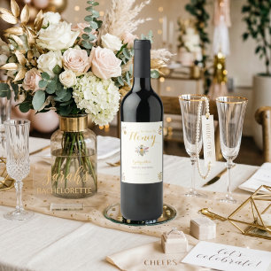 Buttergelb Sie fand ihre Honigbiene Hochzeitsgesel Weinetikett