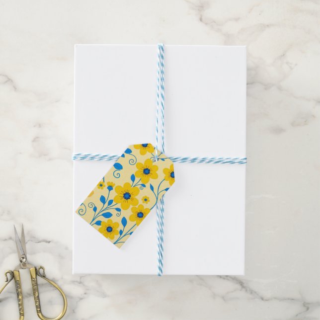 Buttergelb und blau geschenkanhänger (Mit Garn)