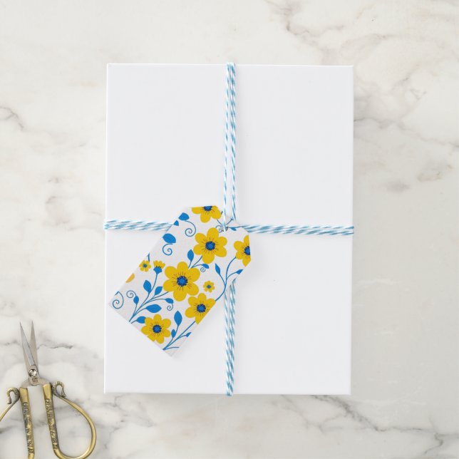 Buttergelb und blau geschenkanhänger (Mit Garn)