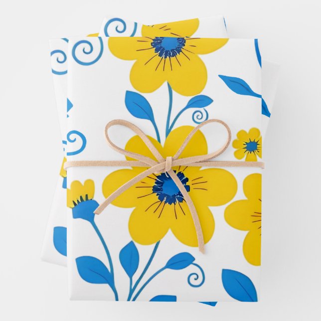 Buttergelb und blau geschenkpapier set (Beispiel)