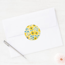 Buttergelb und blau runder aufkleber