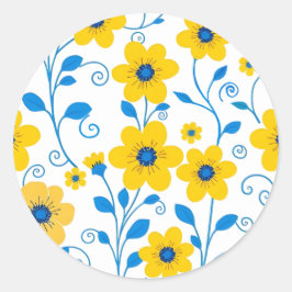 Buttergelb und blau runder aufkleber