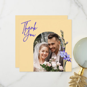 Buttergelb und Lilac farbige Sun Orchid-Hochzeit Dankeskarte