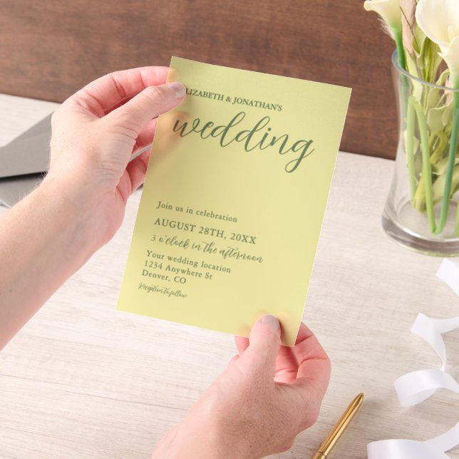 Buttergelb und Minimalistische Hochzeit (Handgehalten)