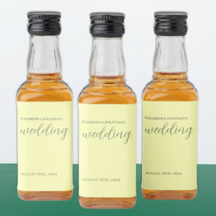 Buttergelb und Minimalistische Hochzeit Alkoholflaschenetikett