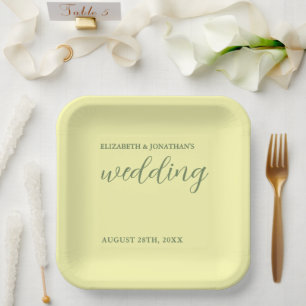 Buttergelb und Minimalistische Hochzeit Pappteller
