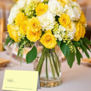 Buttergelb und Minimalistische Hochzeit Platzkarte