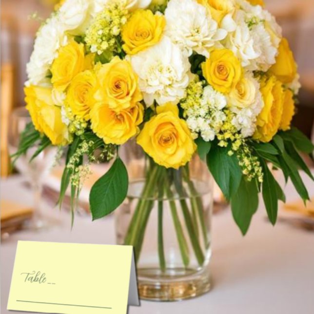 Buttergelb und Minimalistische Hochzeit Platzkarte (Von Creator hochgeladen)