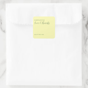 Buttergelb und Minimalistische Hochzeit Quadratischer Aufkleber