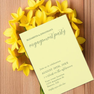 Buttergelb und Minimalistische Sage-Engagement-Par Einladung