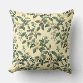 Buttergelbe Antike Botanische Schrift 1 Kissen