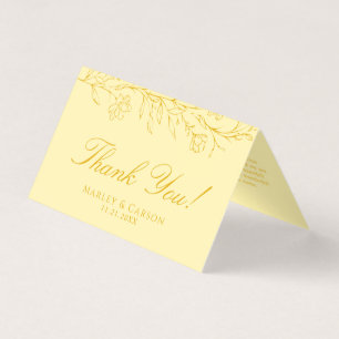 Buttergelbe Blumenhochzeit Dankeskarte gefaltet