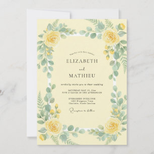Buttergelbe Eukalyptus-Hochzeit Einladung
