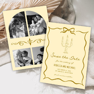 Buttergelbe handgezeichnete Schleife Foto Hochzeit Save The Date