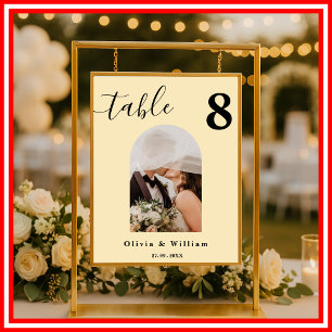 Buttergelbe Hochzeit PHOTO-Tischnummer Poster