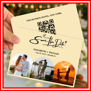 Buttergelbe Hochzeitsfoto-QR-Code Elegant Save The Date