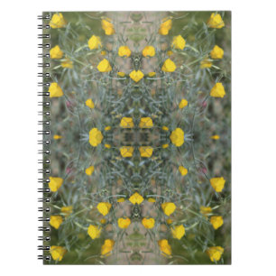 Buttergelbe Kalifornische Mohn-Muster-Notizbuch Notizblock