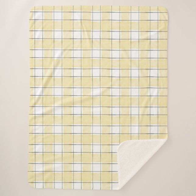 Buttergelbe Karierte Streifen Geburtstag Sherpadecke (Vorderseite)