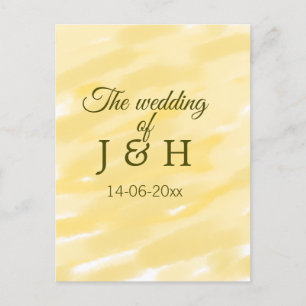 Buttergelbe Pastell-Hochzeit des Paares name le Postkarte