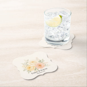 Buttergelbe Pfingstrose- und Elfenblüten-Hochzeit  Untersetzer