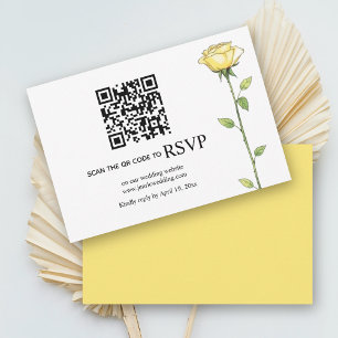 Buttergelbe Rose Blume QR-Code Blumenhochzeit RSVP Karte