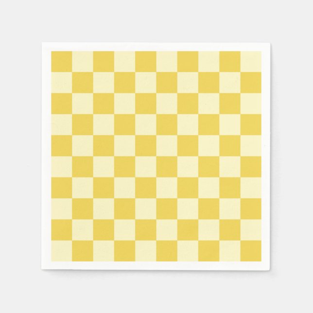 Buttergelbe Schachbrettmuster Serviette (Vorderseite)