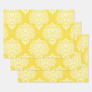 Buttergelbe Südliche Hütte Damaskus Geschenkpapier Set