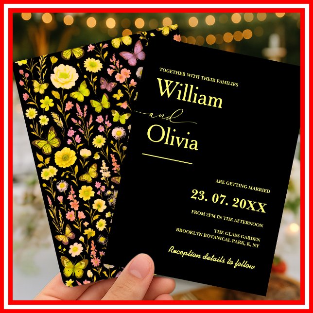 Buttergelbe Wildblume Hochzeit Einladung (Von Creator hochgeladen)
