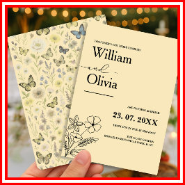 Buttergelbe Wildblume Hochzeit Einladung