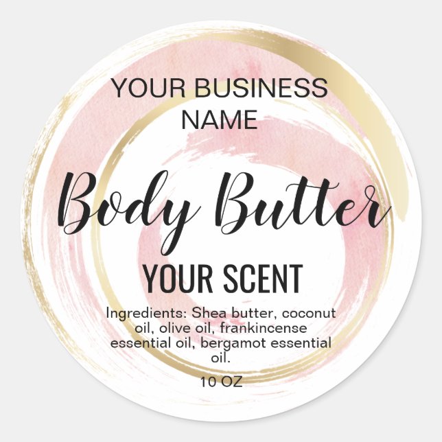 Buttergold Rosa klassischer Sticker (Vorderseite)