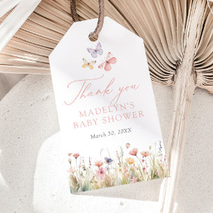 Butterly Wildblume Baby Shower Fevor Tags Geschenkanhänger