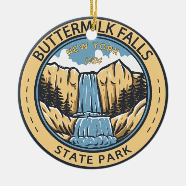 Buttermilk Falls Staat Park New York Abzeichen Keramik Ornament (Vorne)
